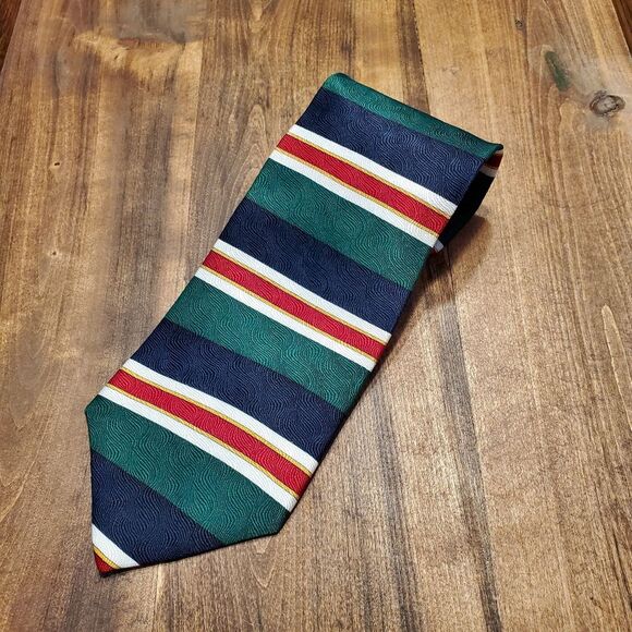 Henry Alan Horizontal Pattern Silk Neck Tie - Picture 1 of 5